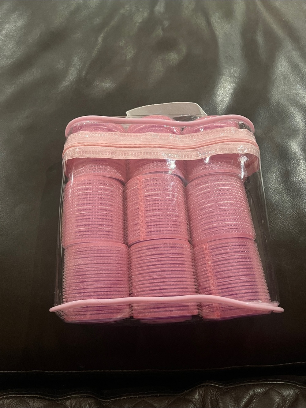 Brand New Pink Self-Grip Hair Rollers 9-Piece Set with Storage Bag